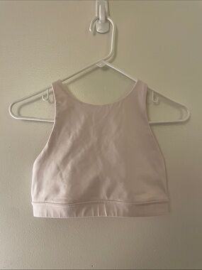 Lululemon High Neck Crop Sports Bra in Light Blush